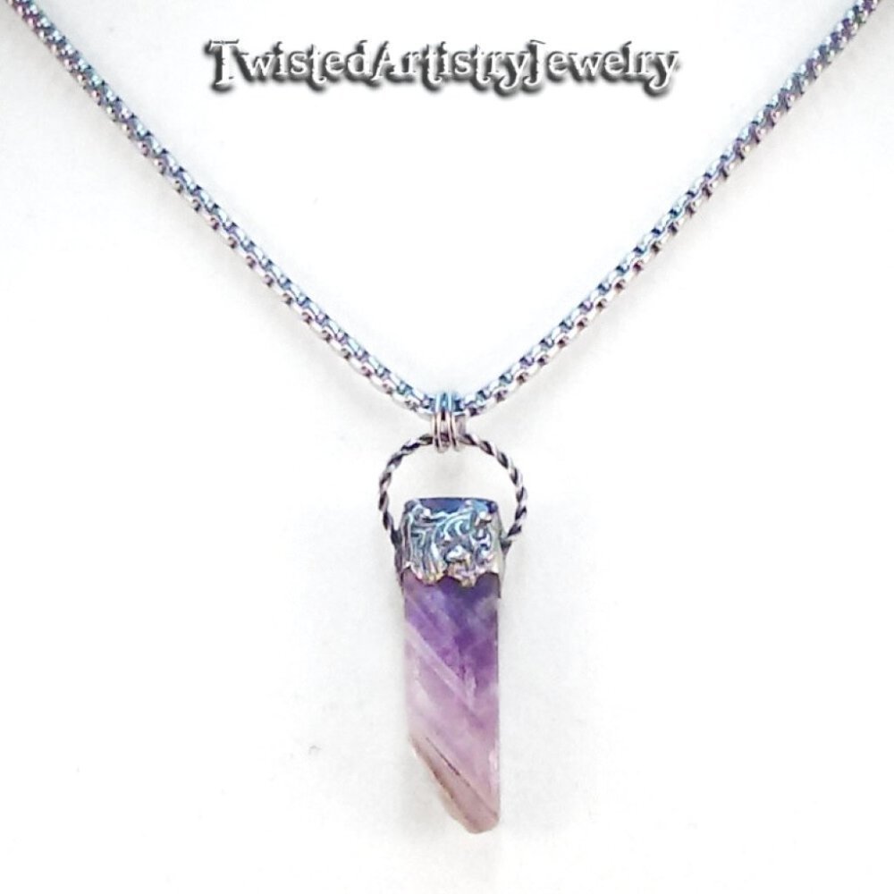 Chevron Amethyst Shard Pendant Necklace - Picture 1 of 6